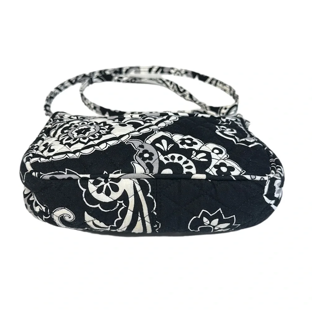 Vera Bradley Midnight Paisley Black White Crossbody Hipster Purse Shoulder Bag